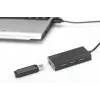 Hub USB 3.0 DIGITUS, 4 portas incl. fonte de alimentação 5V/2A caixa de alumínio