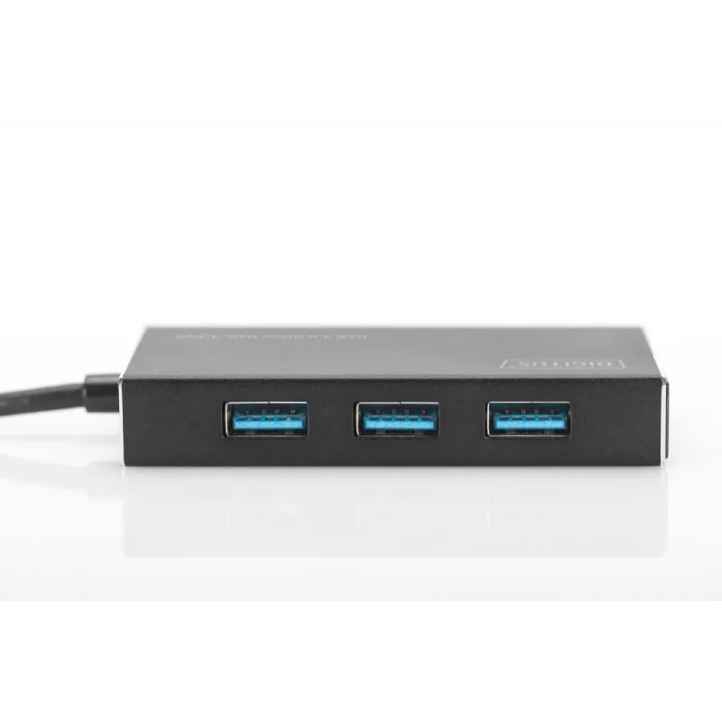 Hub USB 3.0 DIGITUS, 4 portas incl. fonte de alimentação 5V/2A caixa de alumínio