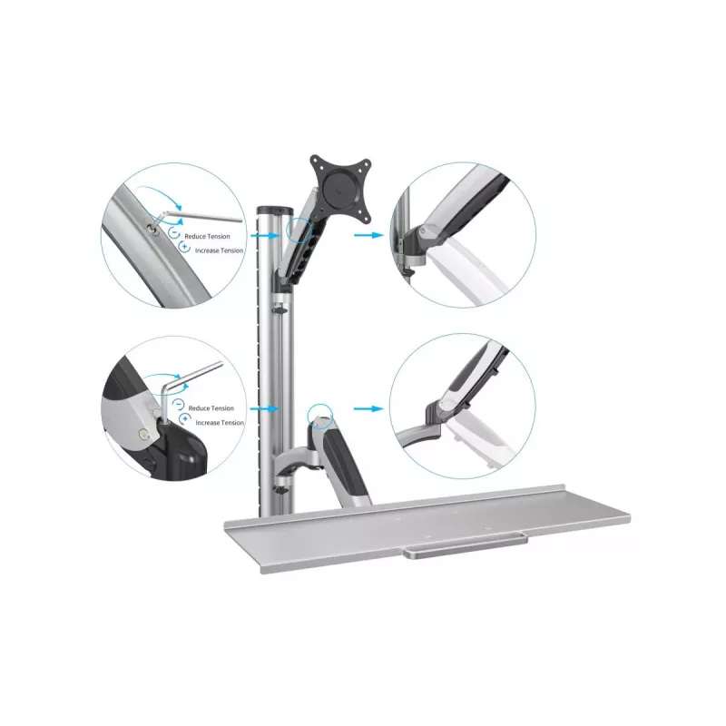 Suporte de parede flexível DIGITUS para postos de trabalho para monitor+teclado (DA-90354)