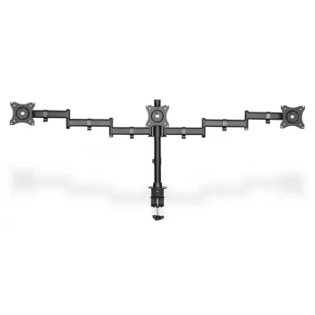 Suporte de fixação à secretária DIGITUS para três monitores, preto, rotação de 90 graus, inclinação de 45 graus, rotação de 360 graus, TFT de 15-27 polegadas, carga máx. 3x8 kg, VESA máx. 100x100