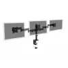 Suporte de fixação à secretária DIGITUS para três monitores, preto, rotação de 90 graus, inclinação de 45 graus, rotação de 360 graus, TFT de 15-27 polegadas, carga máx. 3x8 kg, VESA máx. 100x100
