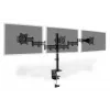 Suporte de fixação à secretária DIGITUS para três monitores, preto, rotação de 90 graus, inclinação de 45 graus, rotação de 360 graus, TFT de 15-27 polegadas, carga máx. 3x8 kg, VESA máx. 100x100