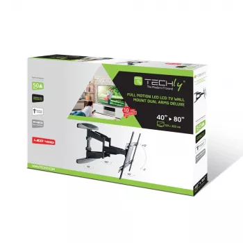 Suporte de parede Techly 40-80 ultra fino full motion para TV LCD preto” ICA-PLB 172L