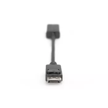 Cabo adaptador DisplayPort DIGITUS ASSMANN, DP - HDMI Type A M/F, 20 cm com bloqueio, HDMI Ver. 2.0, ativo, CE, dourado, preto