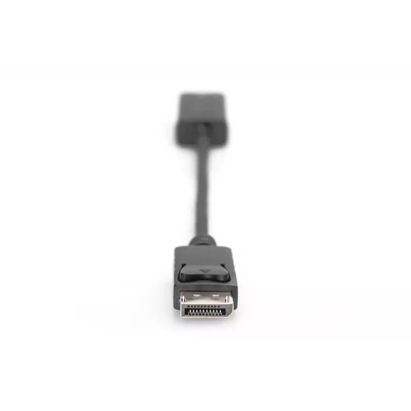 Cabo adaptador DisplayPort DIGITUS ASSMANN, DP - HDMI tipo A M/F, 20 cm com bloqueio, HDMI Ver. 2.0, ativo, CE, dourado, preto