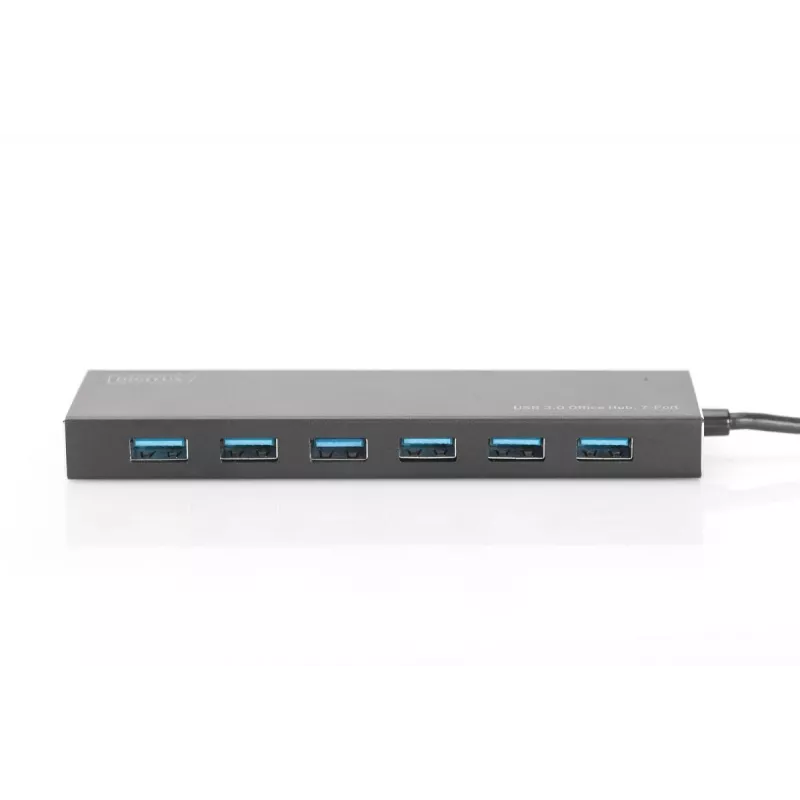 Hub USB 3.0 DIGITUS, 7 portas incl. fonte de alimentação 5V/3,5A, caixa de alumínio