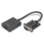 Conversor VGA para HDMI DIGITUS + áudio (3,5mm) Full HD (1080p), tipo cabo 15cm preto