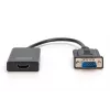 Conversor VGA para HDMI DIGITUS + áudio (3,5mm) Full HD (1080p), tipo cabo 15cm preto
