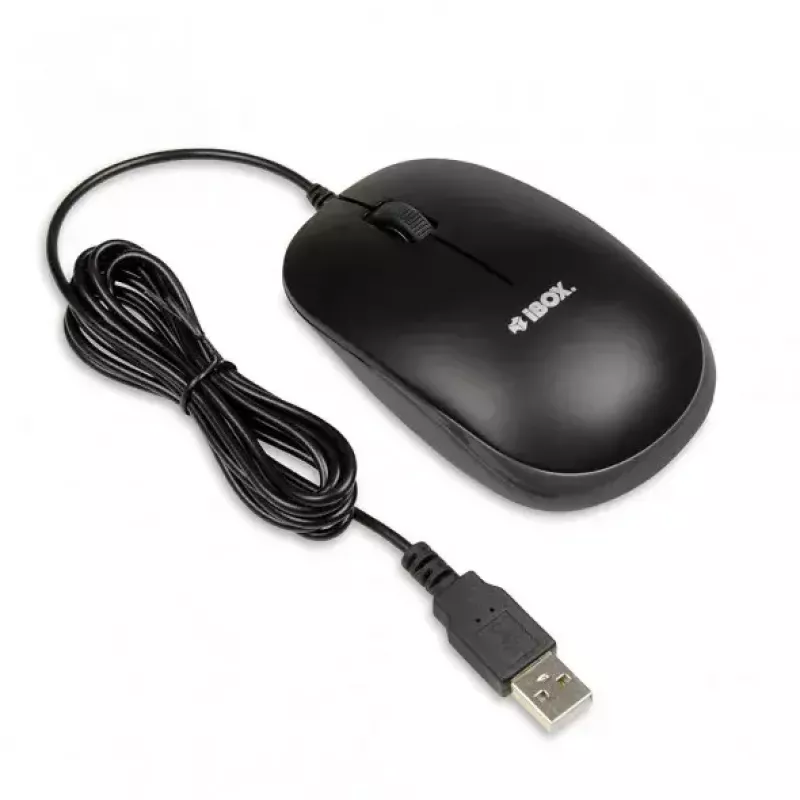 Conjunto de teclado e rato com fios IBOX IKMS606 — teclado QWERTY tamanho completo inglês do Reino Unido, USB, preto, rato 800 DPI