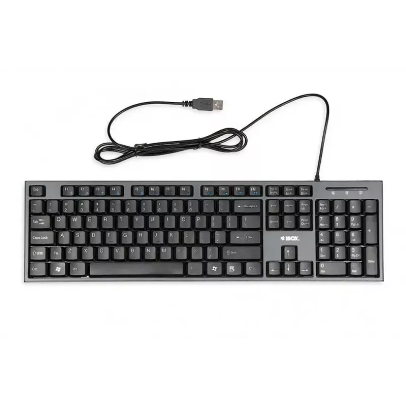 Conjunto de teclado e rato com fios IBOX IKMS606 — teclado QWERTY tamanho completo inglês do Reino Unido, USB, preto, rato 800 DPI