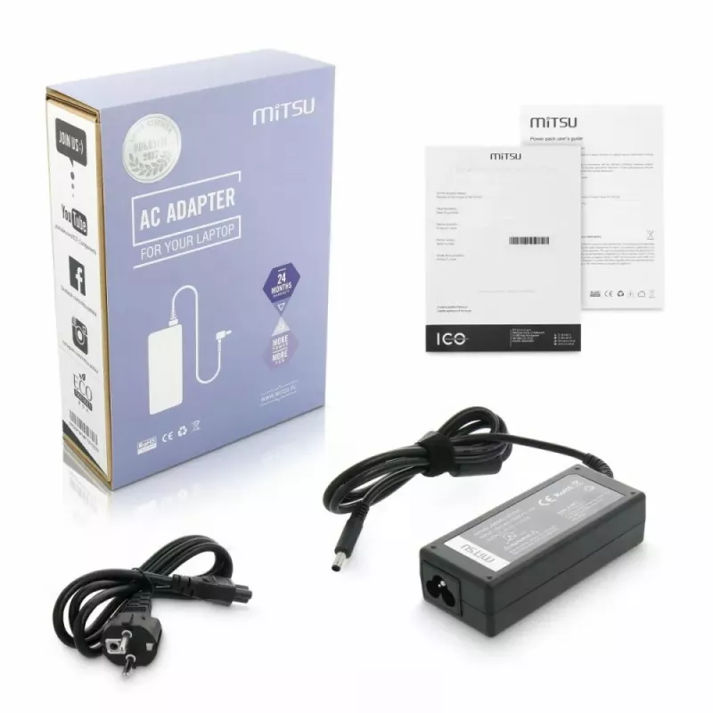 Fonte de alimentação MITSU 5ZM018 19,5V 3,34A com ficha 4,5×3,0 mm para Dell