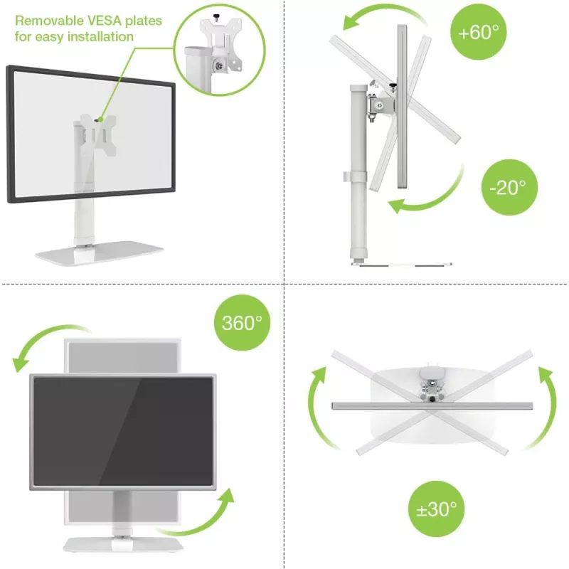 Suporte/mesa para monitor Techly ICA-LCD 260 68,6 cm (27 polegadas) secretária branco