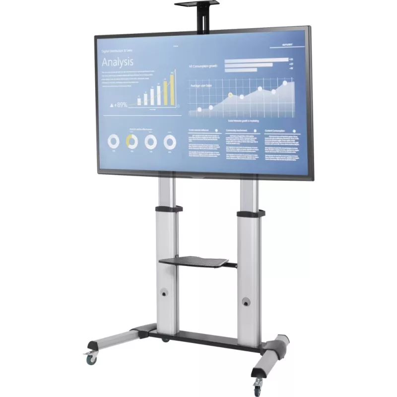 Techly ICA-TR24 suporte de TV móvel, 60-100 polegadas, 100 kg, com prateleiras