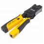 Alicate de cravar e testador de cabos universal modular Intellinet, alicate e testador de cabos 2 em 1: corta, descarna, termina e testa, RJ45/RJ11/RJ12/RJ22