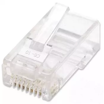 Ficha modular RJ45 Intellinet, Cat5e, UTP, 3 dentes, para condutor maciço, contactos banhados a ouro de 15 µ, pack de 100