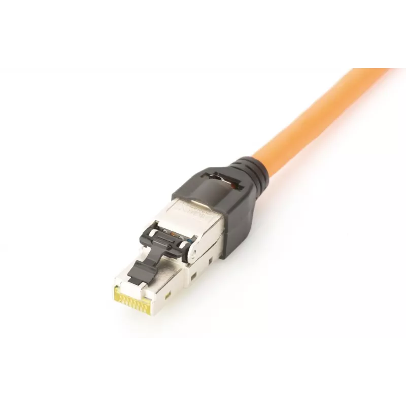 Ficha de campo DIGITUS CAT6a - STP, tampa de proteção contra pó, proteção anti-dobra