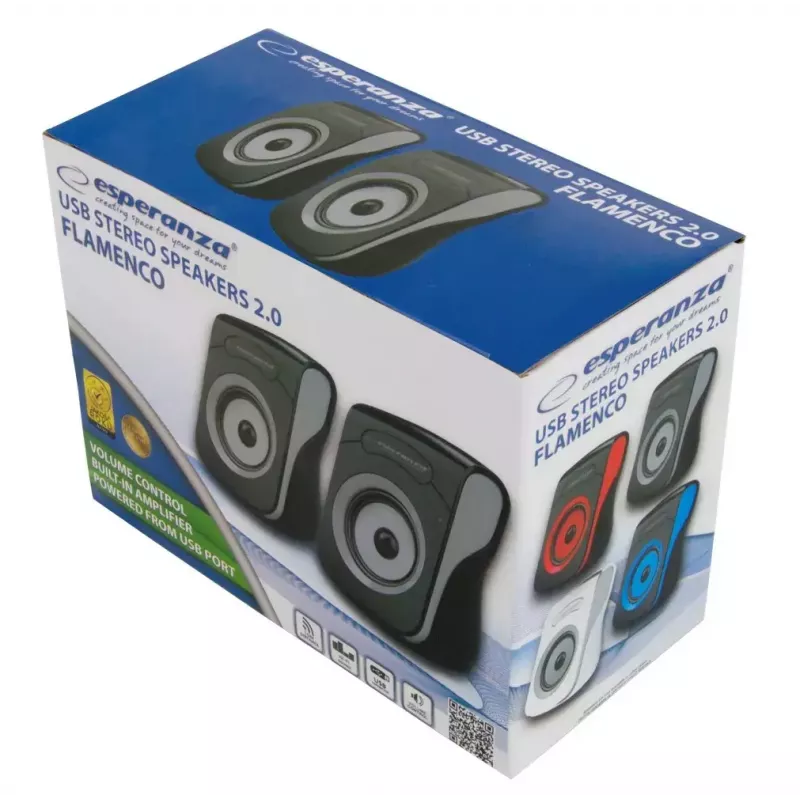 Altifalantes 2.0 USB Flamenco preto/cinzento, EP140KE, 6W