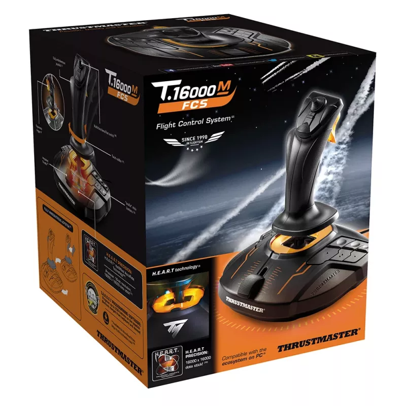 Joystick Thrustmaster T-16000M FC S preto, laranja USB analógico / digital para PC