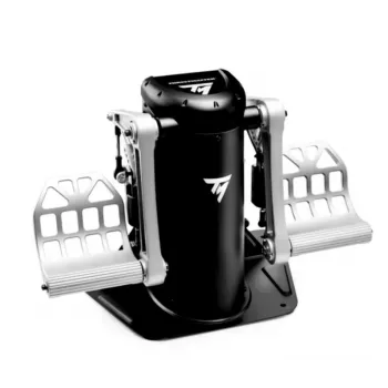 Pedais de leme Thrustmaster TPR preto, prateado USB analógico para simulador de voo PC