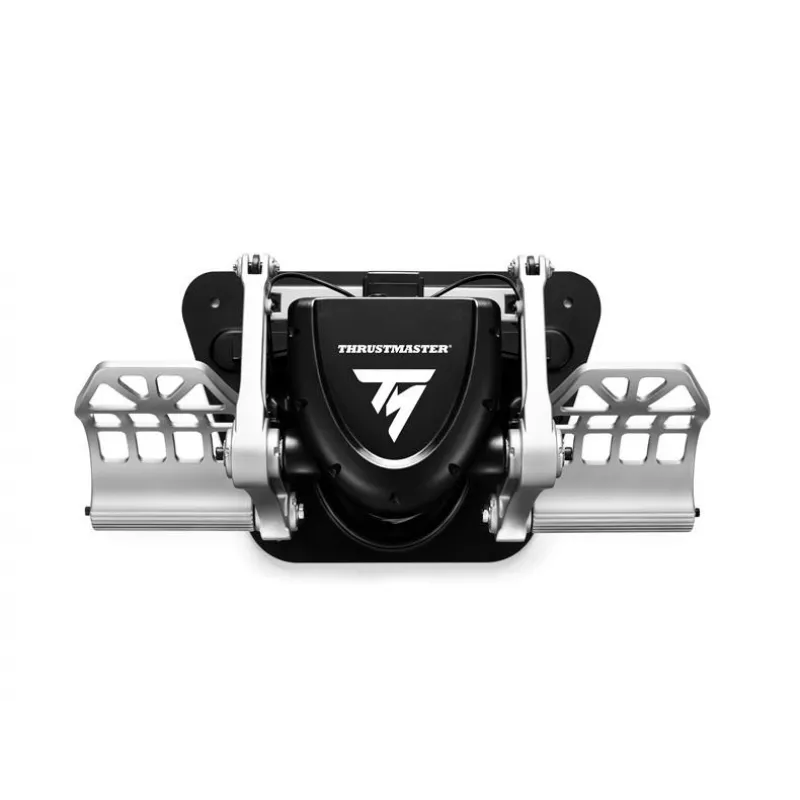 Pedais de leme Thrustmaster TPR preto, prateado USB analógico para simulador de voo PC