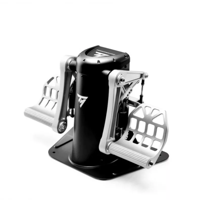 Pedais de leme Thrustmaster TPR preto, prateado USB analógico para simulador de voo PC