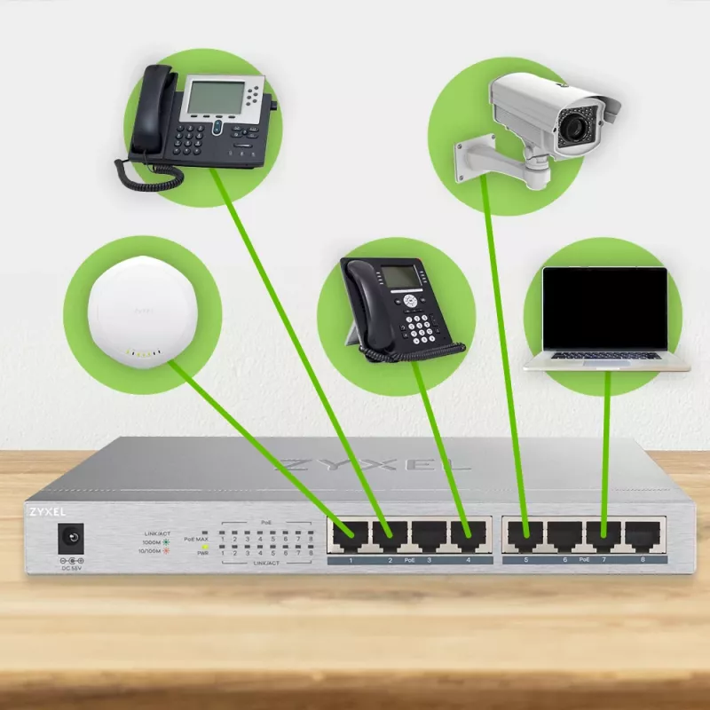 Zyxel GS1008HP Gigabit Ethernet não gerido (10/100/1000) Power over Ethernet (PoE) cinzento
