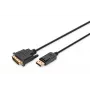 Cabo adaptador DisplayPort DIGITUS, DP - DVI (24+1) M/m, 2m com bloqueio, compatível com DP 1.1a, CE preto