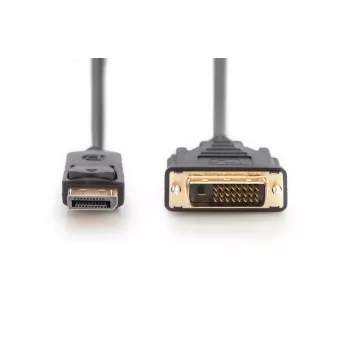 Cabo adaptador DisplayPort DIGITUS, DP - DVI (24+1) M/m, 2m com bloqueio, compatível com DP 1.1a, CE preto
