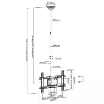 Suporte de teto MACLEAN MC-803 para monitores LED/LCD 23–100 polegadas até 50 kg VESA 600×400