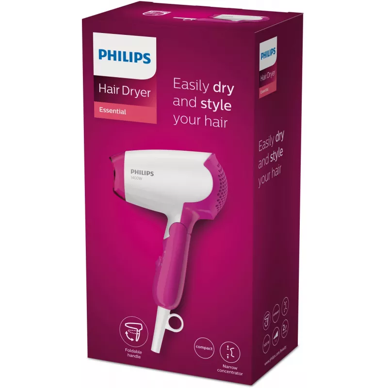 Secador de cabelo Philips Essential Care BHD003/00 1400 W rosa, branco
