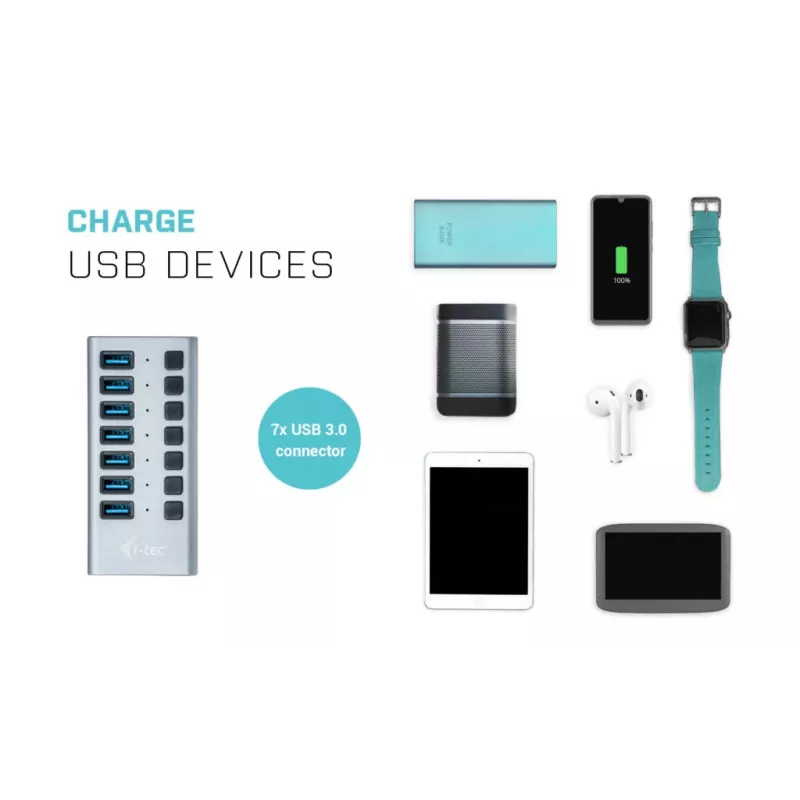 Hub de carregamento i-tec USB 3.0 7 portas + adaptador de alimentação 36 W