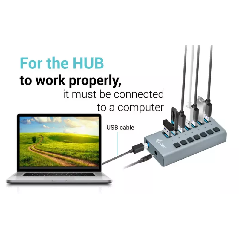 Hub de carregamento i-tec USB 3.0 7 portas + adaptador de alimentação 36 W