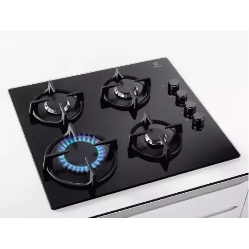 Placa de fogão a gás de encastrar Electrolux EGG6407K preta 59 cm 4 zonas de cozedura