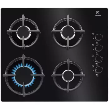 Placa de fogão a gás de encastrar Electrolux EGG6407K preta 59 cm 4 zonas de cozedura