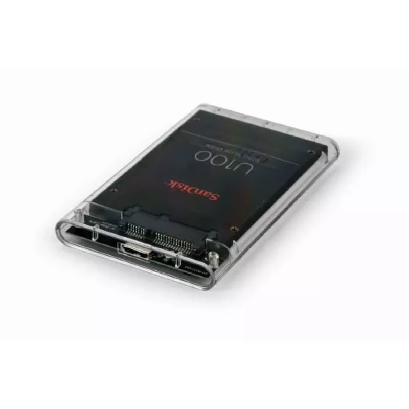Caixa GEMBIRD USB 3.0 para disco SATA de 2,5 polegadas 9,5 mm, plástico transparente