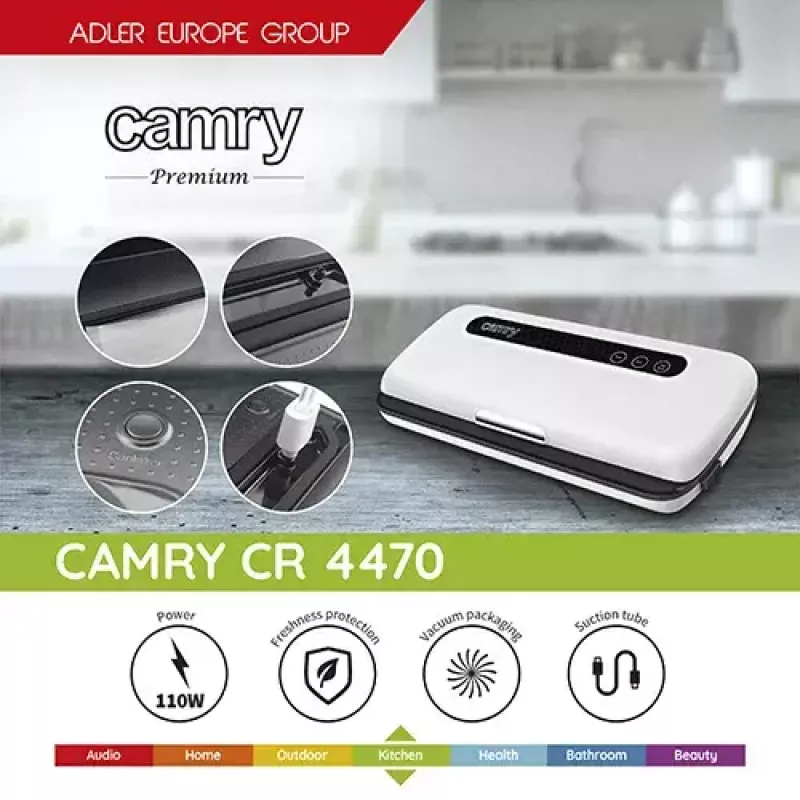 Máquina de vácuo Adler CR 4470 (branco) — 110 W, controlo tátil, arrumação do cabo, inclui 5 sacos de vácuo