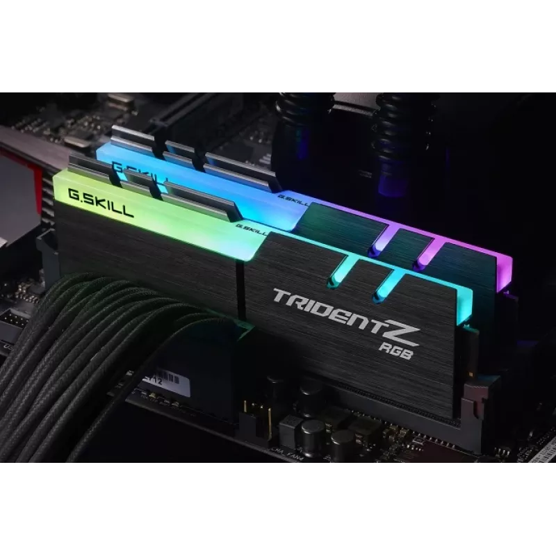 DIMM 16 GB DDR4-3600 (2x 8 GB) kit duplo, memória RAM preta, F4-3600C18D-16GTZRX, Trident Z RGB, INTEL XMP