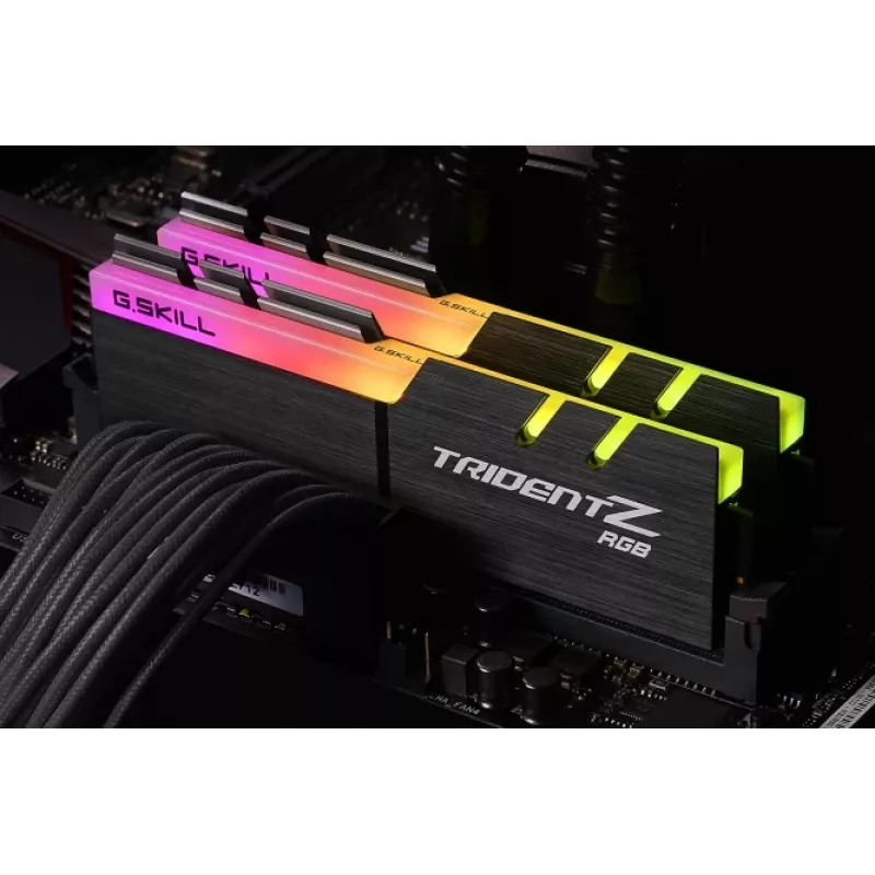 DIMM 16 GB DDR4-3600 (2x 8 GB) kit duplo, memória RAM preta, F4-3600C18D-16GTZRX, Trident Z RGB, INTEL XMP