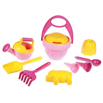 Lena Happy Sand Girls I 10 unid., conjunto de brinquedo de areia, a partir de 1 ano, rosa, amarelo