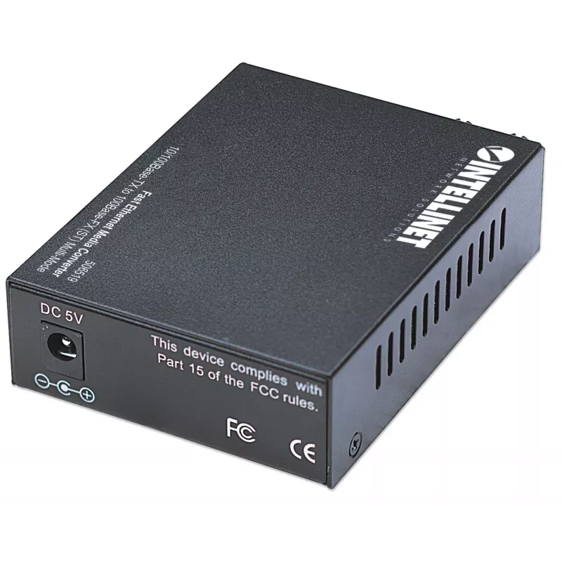 Conversor de media Fast Ethernet Intellinet, 10/100Base-Tx para 100Base-Fx (ST) multimodo, 2 km (1,24 milhas)