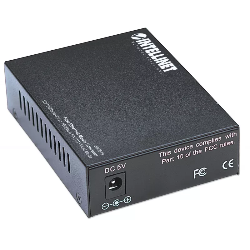 Conversor de media Fast Ethernet Intellinet, 10/100Base-Tx para 100Base-Fx (ST) multimodo, 2 km (1,24 milhas)