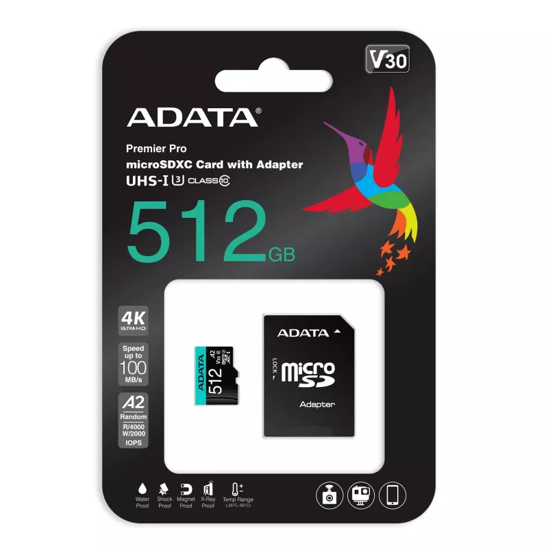 Memória flash ADATA 512GB MicroSDXC Class 10 Premier Pro
