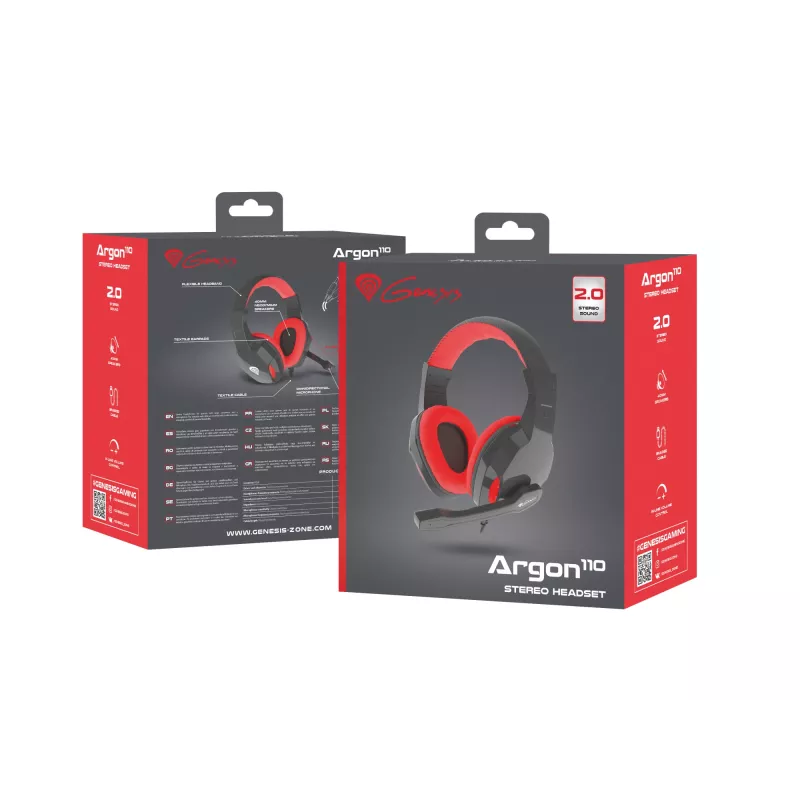 Headset GENESIS Argon 110 com fios head-band gaming preto, vermelho
