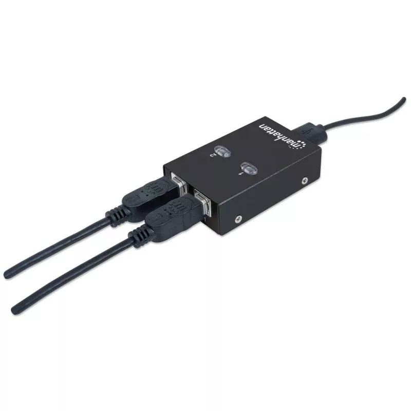 Manhattan 162005 comutador USB 2.0 automático de partilha, 2 portas, 480 Mbps