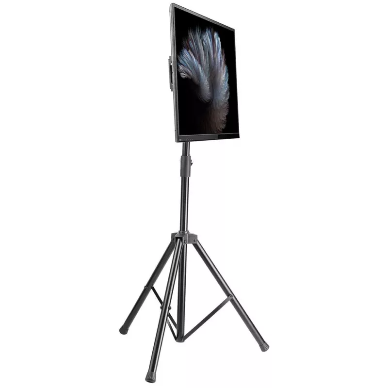Suporte de chão tripé Manhattan para TV e monitores, montagem em suporte, para ecrãs: 37 polegadas a 65 polegadas, compatibilidade VESA: tudo entre 200x200 e 600x400mm - verifique as dimensões dos quatro orifícios de montagem na parte traseira do ecrã para garantir que encaixa, máx. 35kg, preto, LFD, suporte