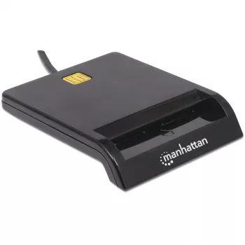 Leitor de cartões com chip de contacto MANHATTAN 102049 — USB 2.0, cabo 1,05 m, preto, caixa ABS