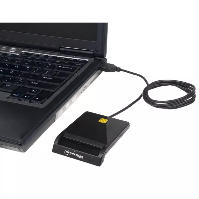 Manhattan 102049 leitor de cartões inteligentes de contacto, USB-A 2.0, 12 Mbps, cabo 1,05 m, preto, caixa em ABS