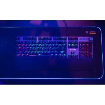 Teclado mecânico gaming com fios IBOX AURORA K-4 — QWERTY, 108 teclas, retroiluminação LED ajustável, à prova de água, USB, cabo 1,6 m