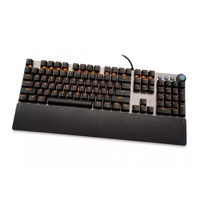 Teclado mecânico gaming com fios IBOX AURORA K-4 — QWERTY, 108 teclas, retroiluminação LED ajustável, à prova de água, USB, cabo 1,6 m
