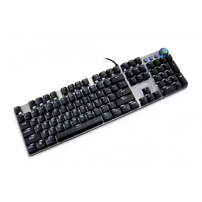 Teclado mecânico gaming com fios IBOX AURORA K-4 — QWERTY, 108 teclas, retroiluminação LED ajustável, à prova de água, USB, cabo 1,6 m